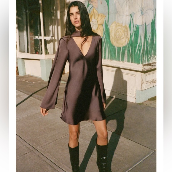 Zara Dresses & Skirts - Zara SATIN EFFECT SCARF DRESS